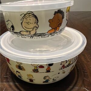 Peanuts Gang Snoopy Nesting Covered Bowls with Pressure Release Lids